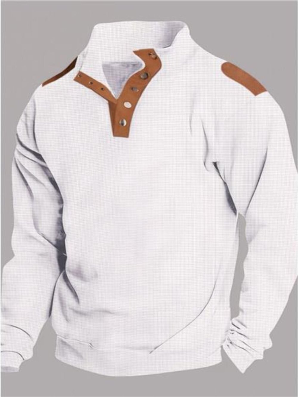 Men's Full Size Quarter Snap Long Sleeve Top Plus Size